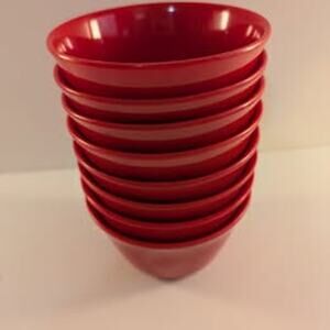 New Dallas Ware Red Melamine 8 oz Cups Bowls - Set of 8